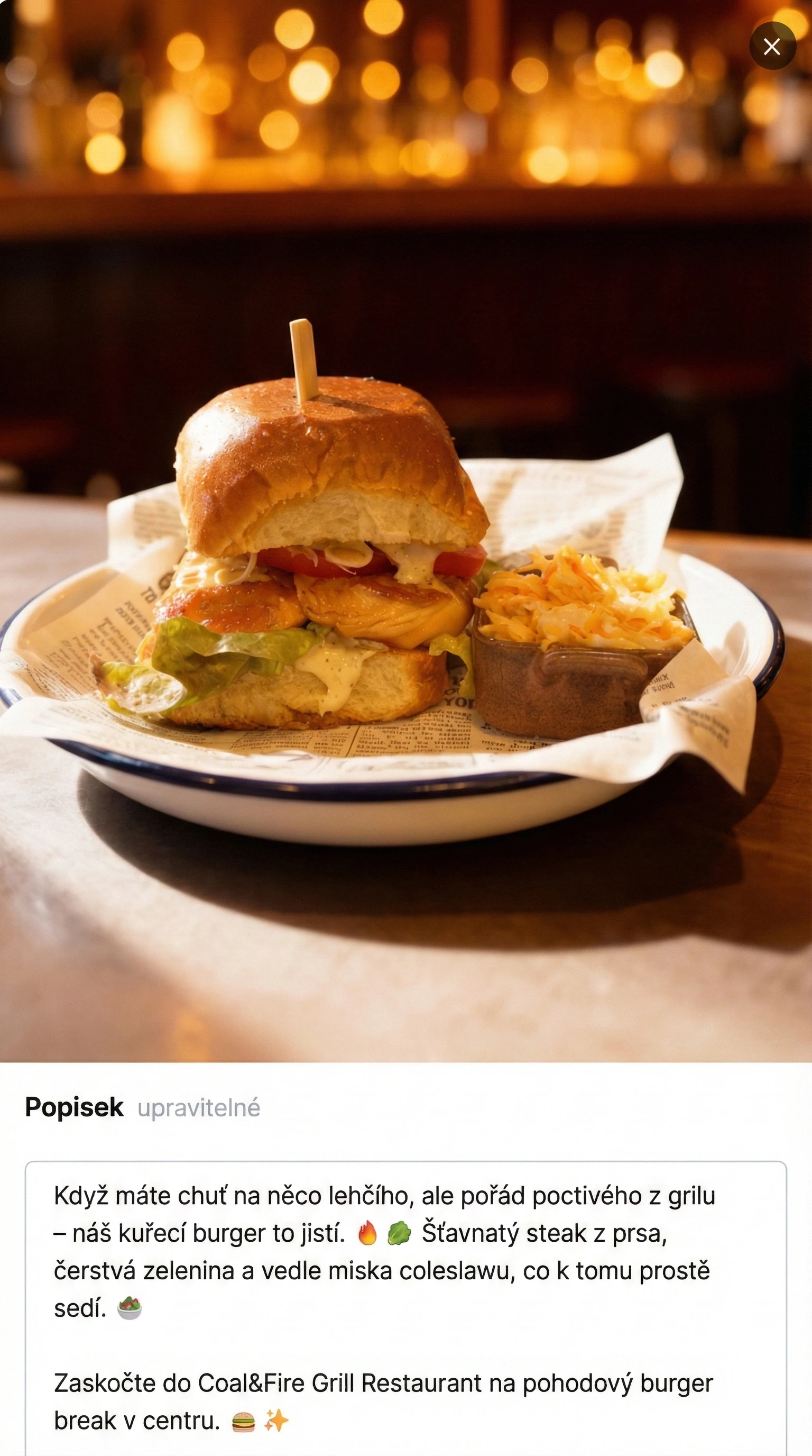 Example Instagram post for restaurants - professional content creation for social media